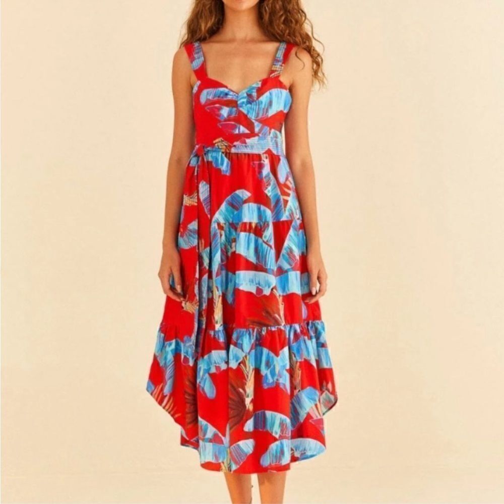 FARM RIO Red Sweet Jungle Midi Dress NWT $240 - Picture 5 of 9